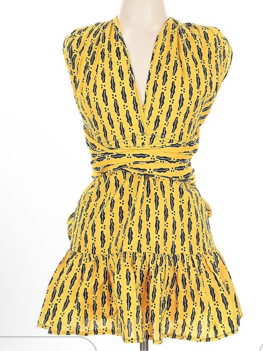 OFUURE Yellow Printed Wrap Mini Dress